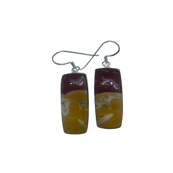 Earrings set in 925 Sterling Silver with Genuine Semi-Precious Gemstones Brown A - Picture 1 of 1